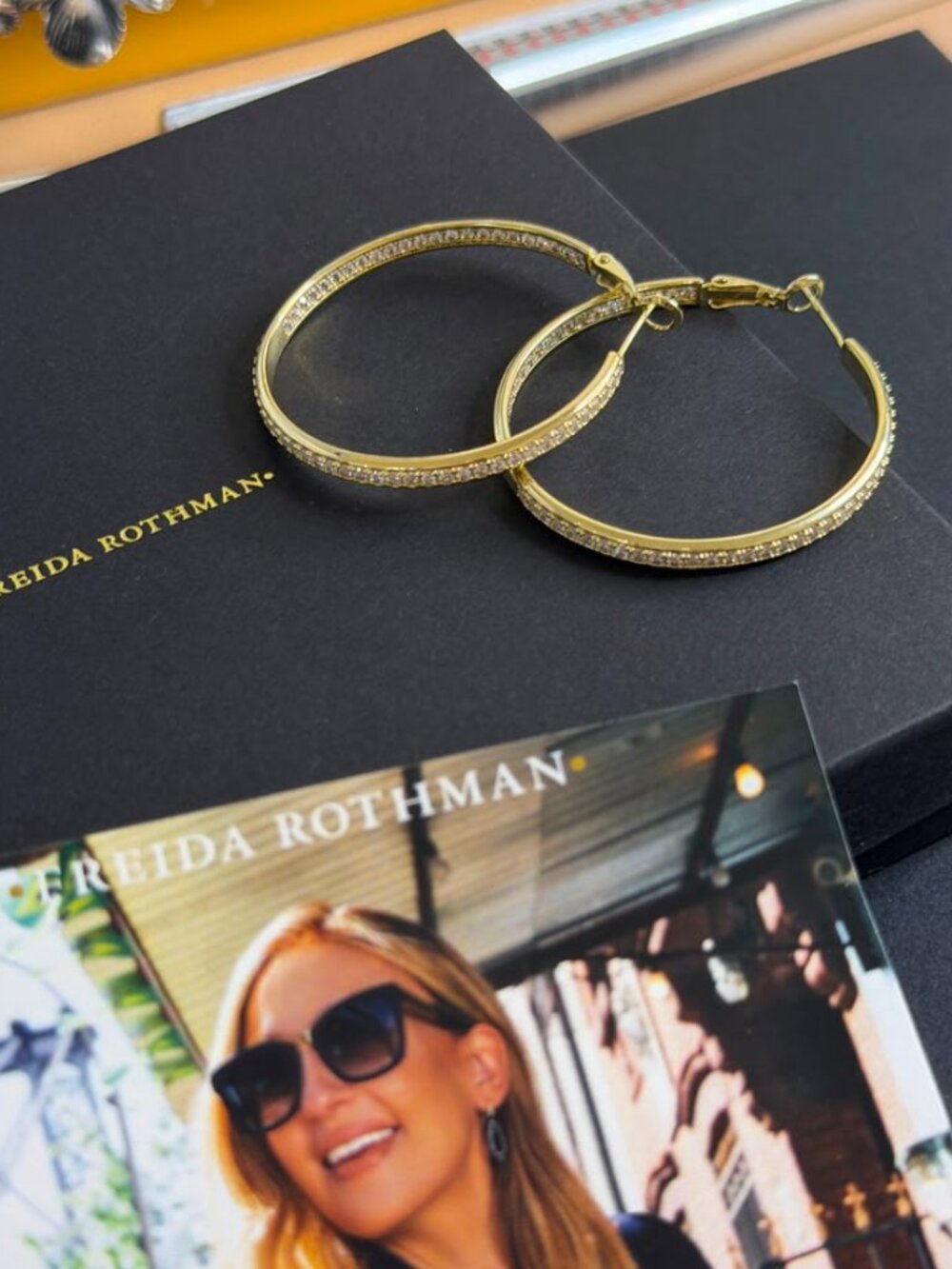 FREIDA ROTHMAN VAULT - Gold Hoops with Paves Earrings
